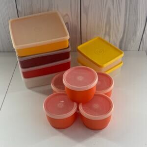 Vtg Tupperware Sandwich, Snack Containers + Lids 1229, 1517, 670 Harvest Colors